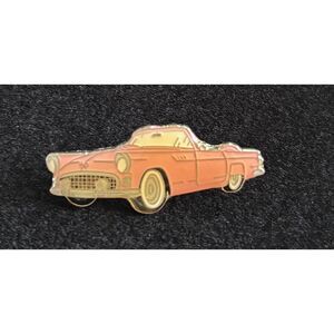 Vintage 1955 Ford Thunderbird Convertible Enamel Pin Classic Car Lapel Pin Pink